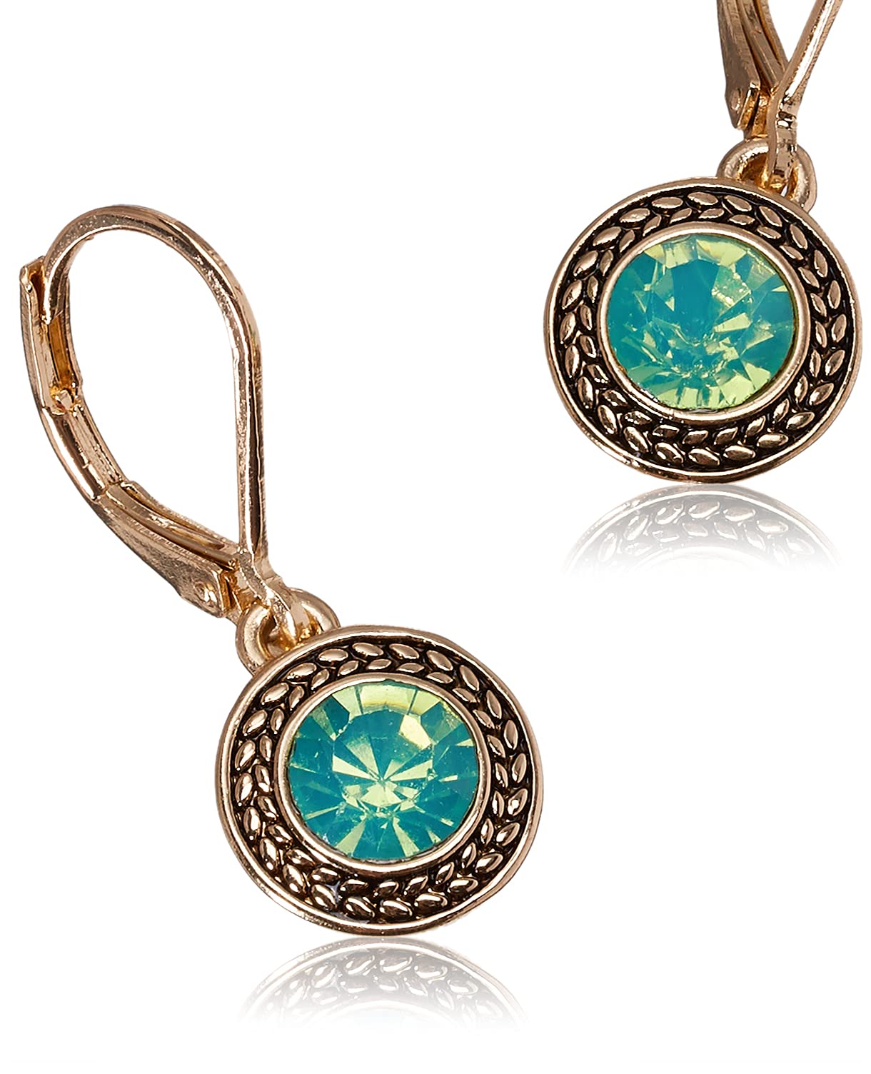 Napier Women's Color Declaration, Gold Tone Silk Green Crystal Glass Leverback Drop Earrings