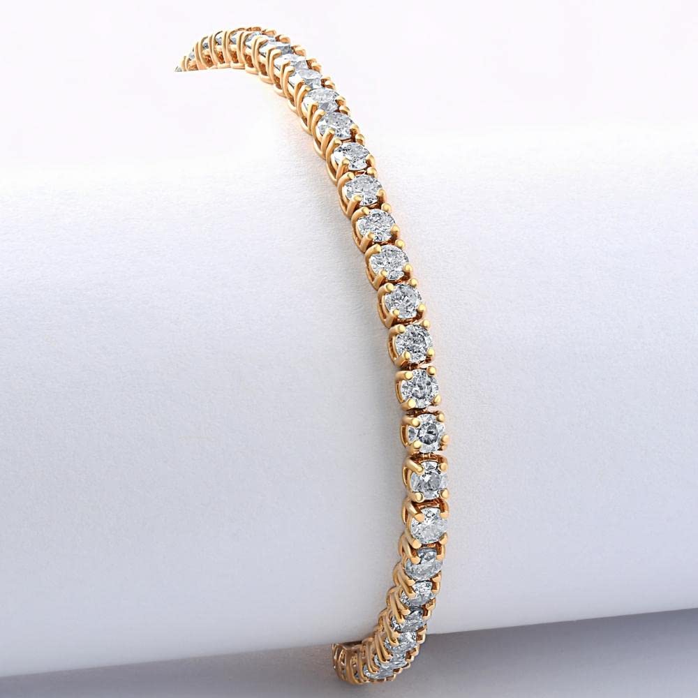 Pompeii3 14k White or Yellow Gold 4ct T.W. Natural Diamond Round-Cut Tennis Bracelet Women's 7"