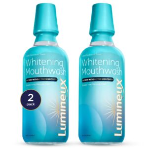 lumineux teeth whitening mouthwash, 16 oz. 2 pack - peroxide free - enamel safe - whitening without the sensitivity - certified non-toxic - no alcohol, fluoride & sls free