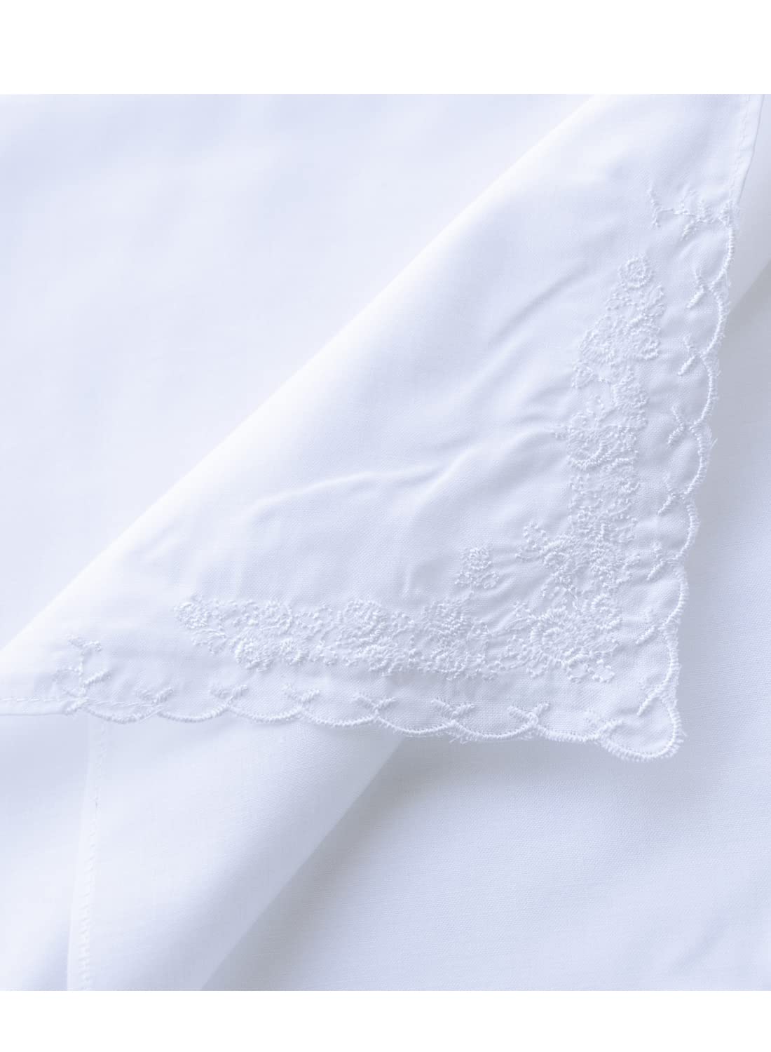 CoCoUSM Womens Large Soft White Embroidered Handkerchiefs - 60s Cotton Square 17"