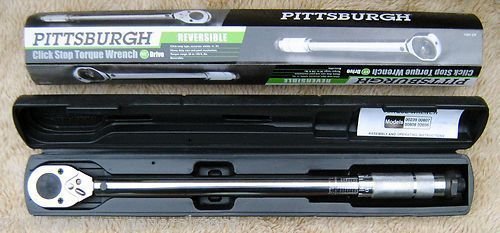 NEW PITTSBURGH PRO 1/2" DRIVE CLICK TYPE TORQUE WRENCH WITH HARD CASE