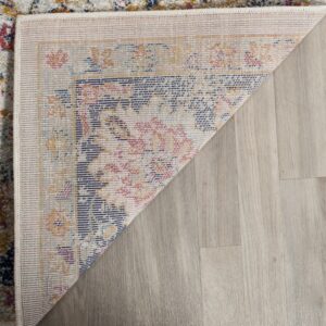 SAFAVIEH Madison Collection Area Rug - 8' x 10', Cream & Navy, Oriental Boho Chic Distressed Design, Non-Shedding & Easy Care, Ideal for High Traffic Areas in Living Room, Bedroom (MAD609D)