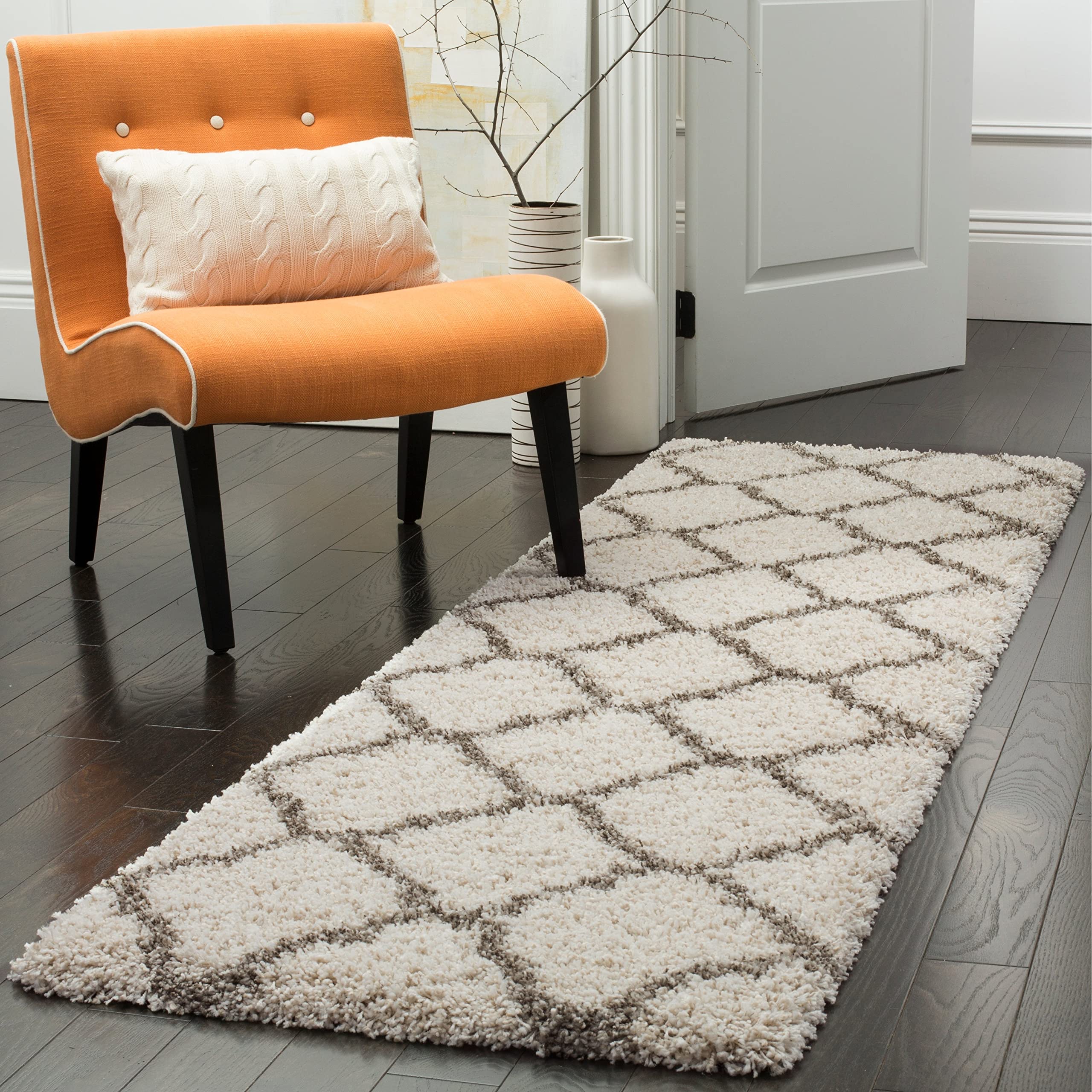 SAFAVIEH Hudson Shag Collection Area Rug - 8' x 10', Beige & Ivory, Moroccan Trellis Design, Non-Shedding & Easy Care, 2-inch Thick Ideal for High Traffic Areas in Living Room, Bedroom (SGH283S)