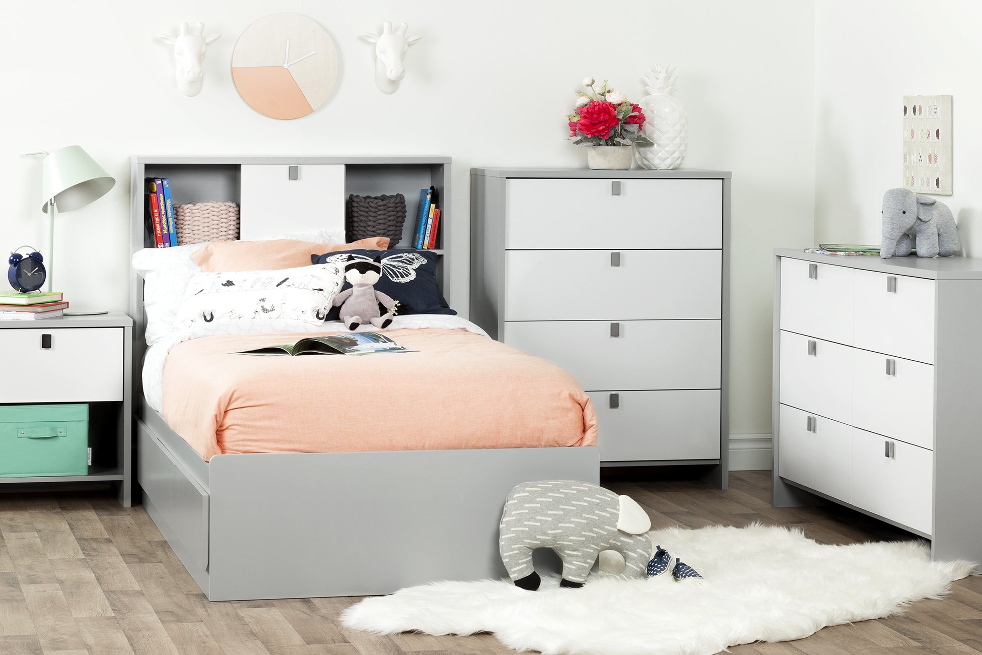 South Shore Cookie 4-Drawer Chest, Soft Gray & Pure White