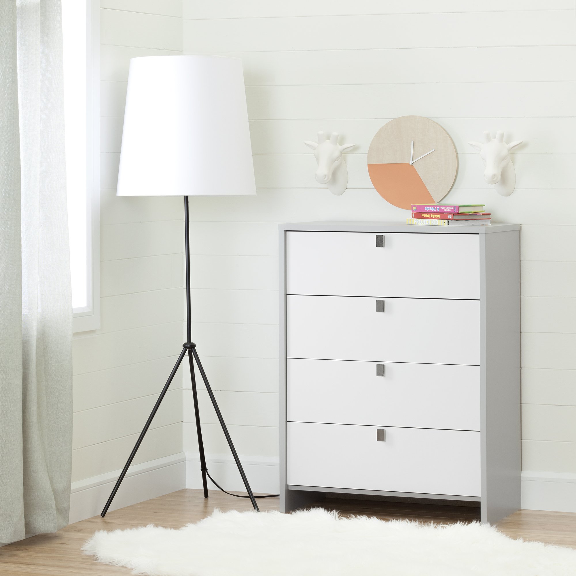 South Shore Cookie 4-Drawer Chest, Soft Gray & Pure White