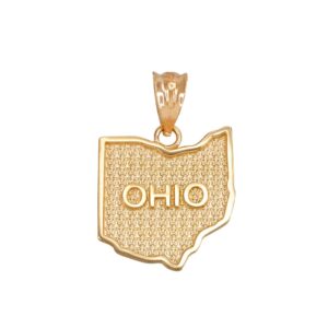 Ohio OH State Map Charm Pendant in 14k Yellow Gold