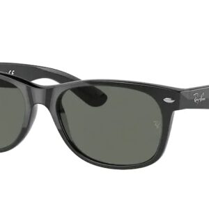 Ray-Ban RB2132 NEW WAYFARER Square Sunglasses For Men For Women + BUNDLE with Designer iWear Eyewear Kit (Black/G-15 Green)