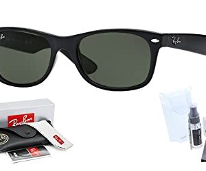 Ray-Ban RB2132 NEW WAYFARER Square Sunglasses For Men For Women + BUNDLE with Designer iWear Eyewear Kit (Black/G-15 Green)