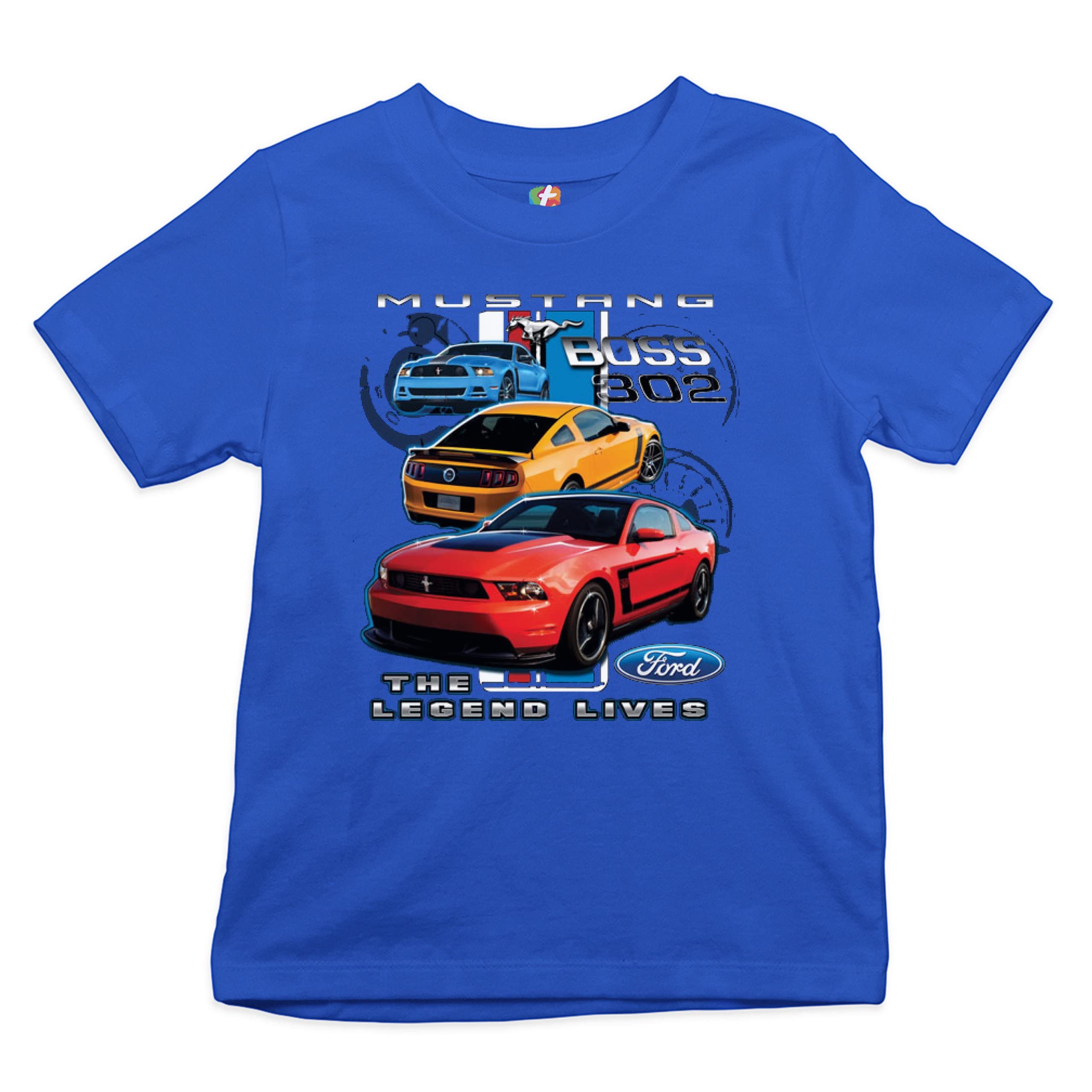 Ford Mustang The Legend Lives Kid's T-Shirt Muscle Performance Boys Girls Tee Royal Blue Medium