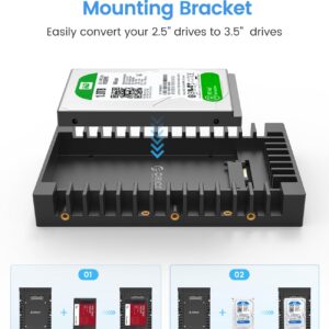 ORICO 2.5 SSD SATA to 3.5 Hard Drive Adapter Internal Drive Bay Converter Mounting Bracket Caddy Tray for 7 / 9.5 / 12.5mm 2.5 inch HDD / SSD with SATA III Interface(1125SS)