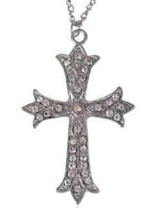 alilang vintage inspired reproduct large crystal cross necklace pendant