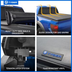 Tyger Auto T1 Soft Roll Up Truck Bed Tonneau Cover Compatible with 2004-2008 Ford F-150; 2005-2008 Lincoln Mark LT | Styleside 6.5' Bed (78") | TG-BC1F9020 , Black