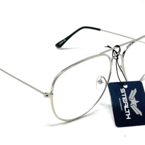 SHAMZBEST Clear Lens Aviator Eyeglasses Classic Retro Metal Frame (A#1 Silver, Large, Clear) (Silver)