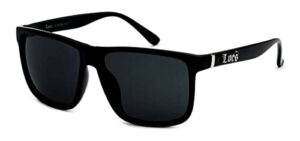 locs gangster oversized rectangular horn rim sunglasses all black, mens