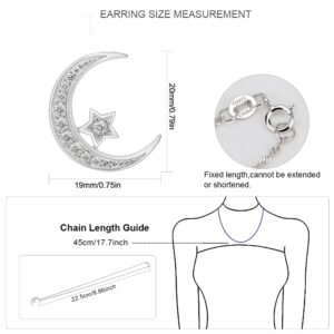 Gemschest 925 Sterling Silver Moon Necklace Cubic Zirconia Crescent Moon Star Phase Pendant Necklace Dainty Chain 18" Chain Silver Necklace for Mom Women Ladies (Crescent Moon)