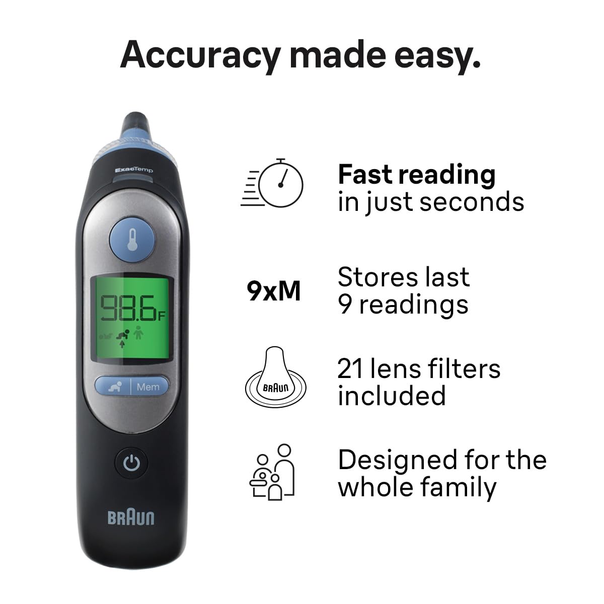 Braun Thermoscan 7 IRT6520 Thermometer (European Version),Clear