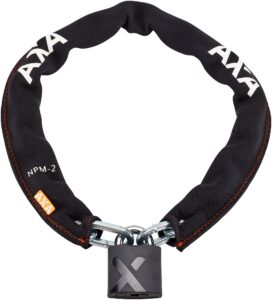 axa unisex's newton pro moto plus 2 bike chain lock, black, 1000 mm x 9 mm