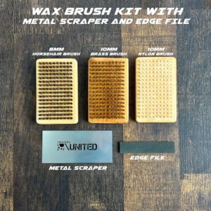 Demon United Ski/Snowboard Wax Brush Kit - Bonus Includes Metal Scraper and Edge File