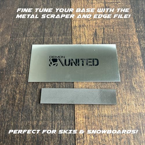 Demon United Ski/Snowboard Wax Brush Kit - Bonus Includes Metal Scraper and Edge File