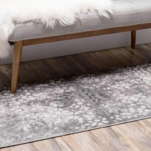 Unique Loom Sofia Collection Area Rug - Larvotto (2'x 6' 7" Runner, Dark Gray/ Ivory)