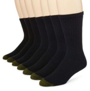 gold toe men's classic 6-pair crew athletic socks + 1 extra pair (10-13, black), large