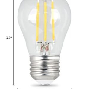 Feit Electric - Decorative Clear Glass Filament LED Dimmable 60W Equivalent Soft White (2700K) Classic A15 Light Bulb, 2-Bulb (BPA1560/827/LED/2), 3.2" H x 1.85" D