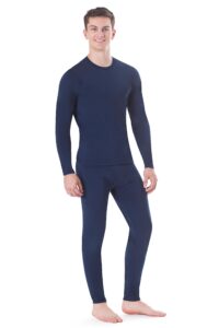 rocky thermal underwear for men (long johns thermals set) shirt & pants, base layer (navy - standard weight/large)