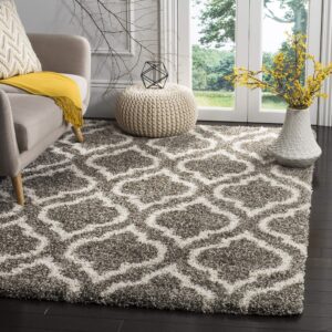 safavieh hudson shag collection area rug - 8' x 10', grey & ivory, moroccan design, non-shedding & easy care, 2-inch thick ideal for high traffic areas in living room, bedroom (sgh284b)