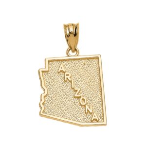 arizona state map charm pendant in 14k yellow gold