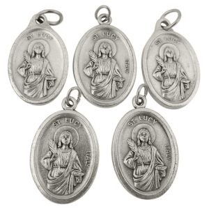 silver tone catholic patron of the blind saint lucy medal, lot of 5, 1 inch