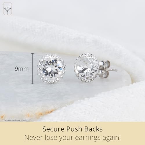 MAX + STONE Sterling Silver Crystal Halo Blue Stud Earrings