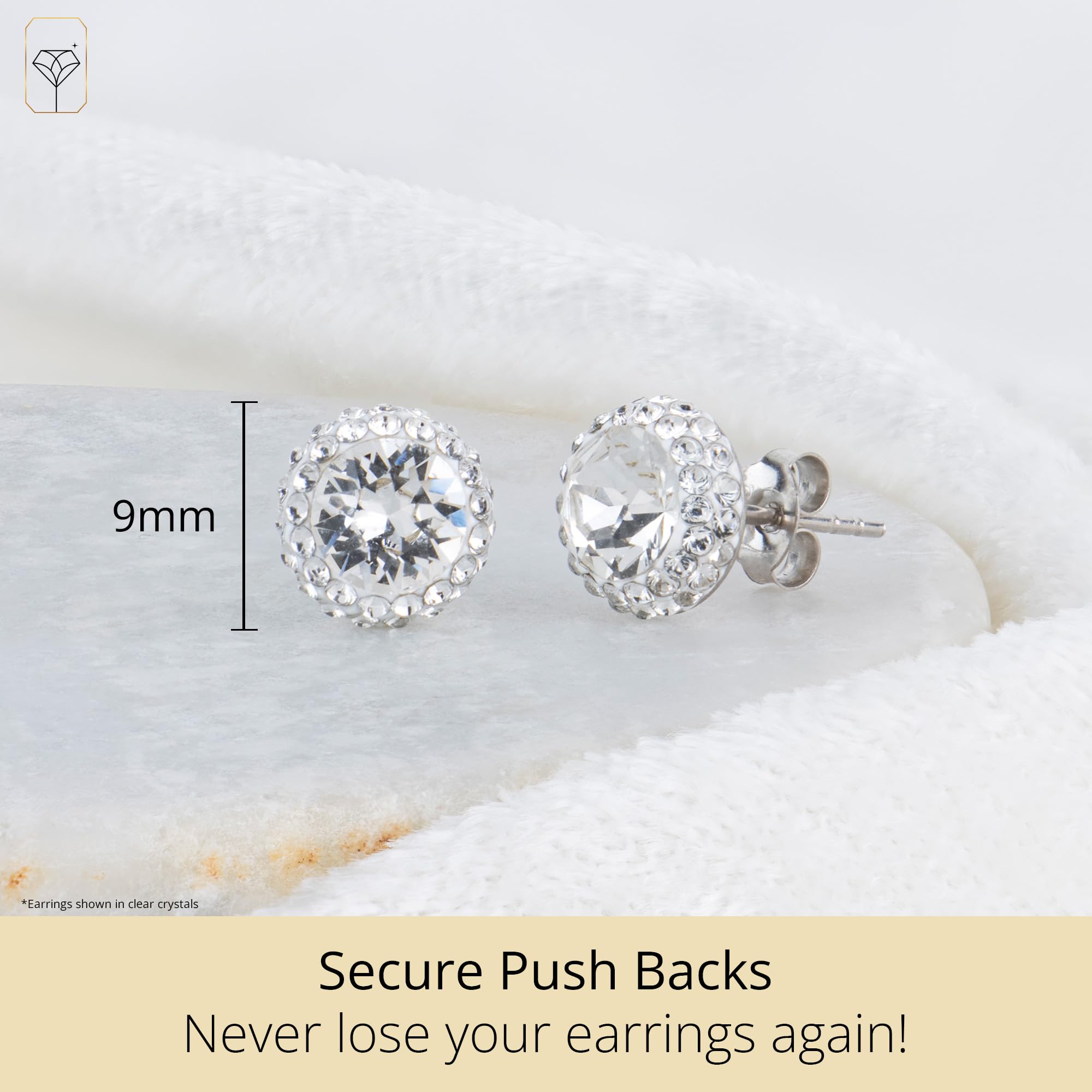 MAX + STONE Sterling Silver Crystal Halo Clear Stud Earrings