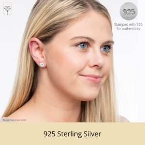 MAX + STONE Sterling Silver Crystal Halo Clear Stud Earrings