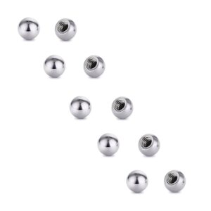 COTTVOTT Threaded 316L Steel Replacement Balls Piercing Parts for Body Jewelry Labret Belly Rings Tongue Barbell 16G Pack of 10 (10pcs 16G 2mm)