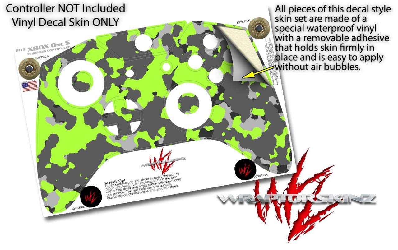 WraptorSkinz Decal Vinyl Skin Wrap Compatible with Xbox One S/X Controller - WraptorCamo Old School Camouflage Camo Lime Green (Controller NOT Included)