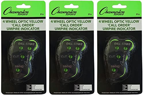 Champion Sports 4 Wheel Optic Yellow Call Order Umpire Indicator - PI4 (3-Pack)