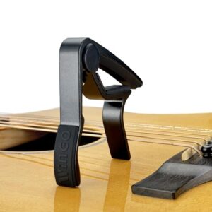 WINGO 6 String Single-handed Guitar Capo For Acoustic Electric Guitar - 2 Pack of Black and Silver