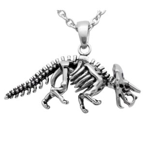 controse dinosaur necklace triceratops skeleton pendant - 316l stainless steel