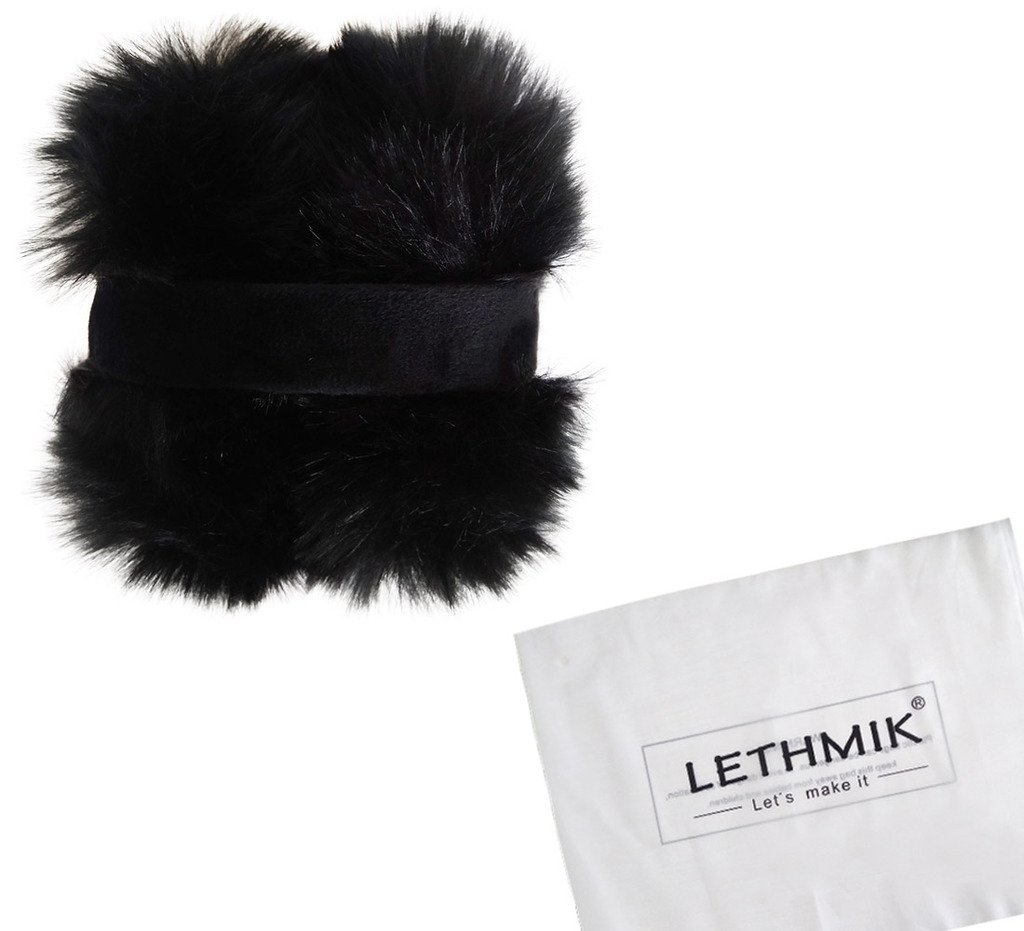 LETHMIK Women's Faux Fur Foldable Big Earmuffs Winter Outdoor Ear Warmers Black