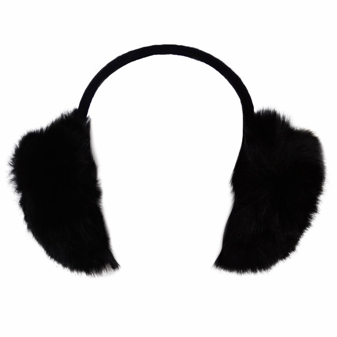 LETHMIK Women's Faux Fur Foldable Big Earmuffs Winter Outdoor Ear Warmers Black