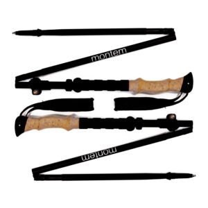 montem folding collapsible hiking/walking/trekking poles - one pair (2 poles)