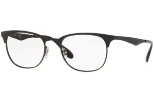 ray-ban rx6346 square prescription eyeglass frames, matte black on black/demo lens, 52 mm