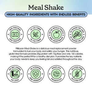 Fit & Lean Meal Shake, Fat Burning Meal Replacement, Protein, Fiber, Probiotics, Vanilla, 1lb, 10 Servings Per Container