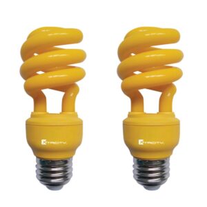 xtricity 13-watt cfl light bulbs yellow t2 cfl color spiral bug light (60 watt incandescent equivalent) e26 medium base - energy saver yellow light bulb (pack of 2)