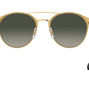 Ray-Ban RB3546 Round Sunglasses, Black On Gold/Light Grey Gradient Dark Grey, 52 mm