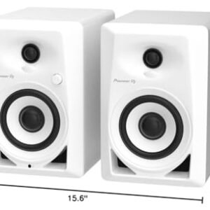 Pioneer DJ DM-40-W - 21W 4" Two-Way Active Monitor - White (Pair)