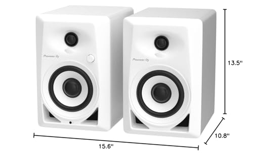 Pioneer DJ DM-40-W - 21W 4" Two-Way Active Monitor - White (Pair)