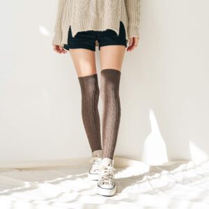 STYLEGAGA Winter Cozy Cable Knit Over The Knee High Boot Socks (One Size: XS to M, Cozy Cable_Basic 3Pair)