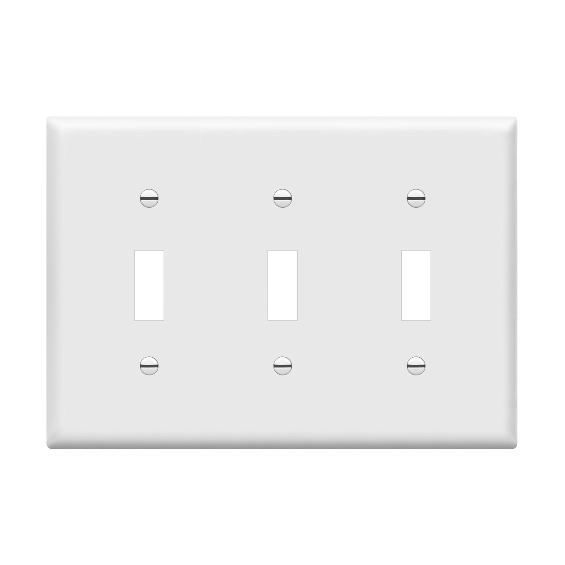 ENERLITES Triple Light Switch Wall Plate, Gloss Finish, Standard Size 3-Gang 4.50" x 6.38", Unbreakable Polycarbonate Thermoplastic, 8813-W, White