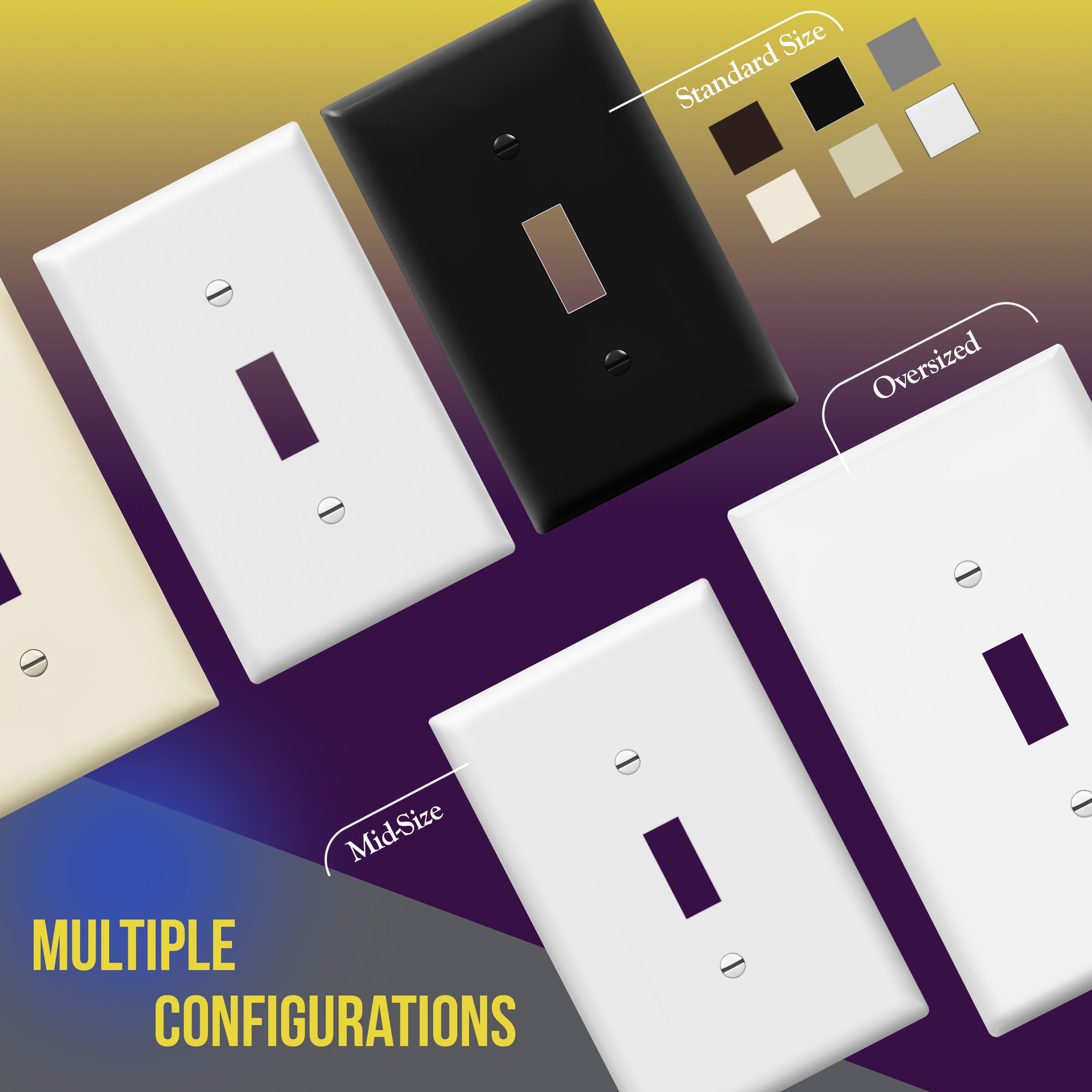 ENERLITES Triple Light Switch Wall Plate, Gloss Finish, Standard Size 3-Gang 4.50" x 6.38", Unbreakable Polycarbonate Thermoplastic, 8813-W, White